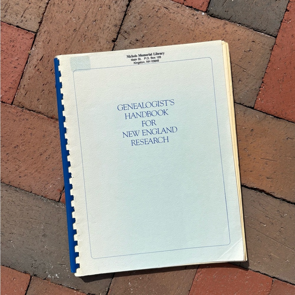 1985 Genealogist's Handbook for New England Research Ancestry Genealogy Boston
